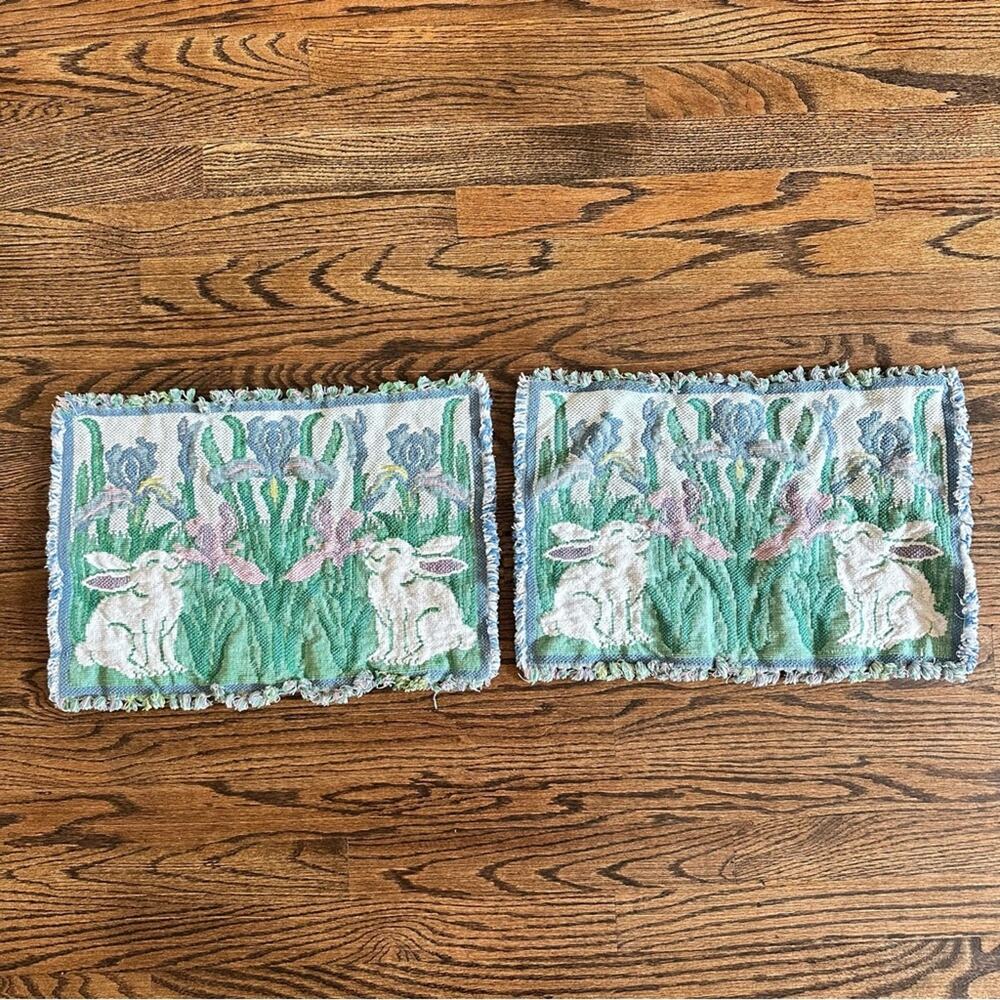 Vintage Park B. Smith placemats Easter Bunny Tulip Cottage Tapestry set of 2